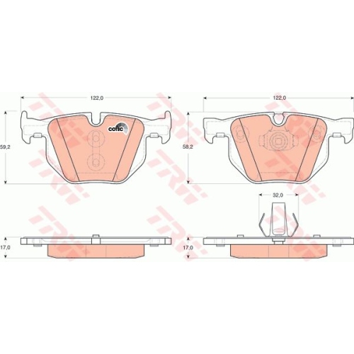 Placute frana Bmw X5 (E70), 02.2006-06.2013, X6 (E71, E72), 06.2007-06.2014, TRW