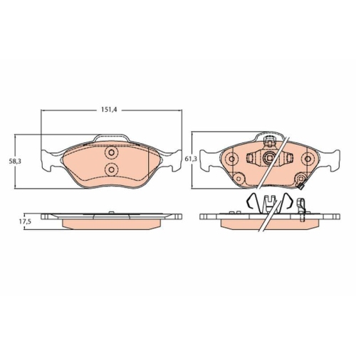 Placute frana Toyota Yaris ( P13) 12.10-06.20, Yaris ( P9) 01.05-12.14, Yaris Box / Liftback ( P13) 10.12-06.20, Fata, TRW
