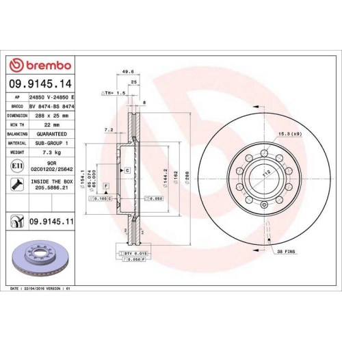 Set disc frana Audi A3 (8p1) 05.03-12.13, A3 (8v1 8vk) 04.12-10.20, A3 Cabriolet (8p7) 04.08-05.13, A3 Sedan (8ys 8ym) 04.20-, A3 Sportback (8pa) 09.04-12.15, A3 Sportback (8va 8vf) 09.12-08.21, A3 Sportback (8ya 8yf) 11.19-, Q2 (Gab Gag) 06.16-; Cupra At