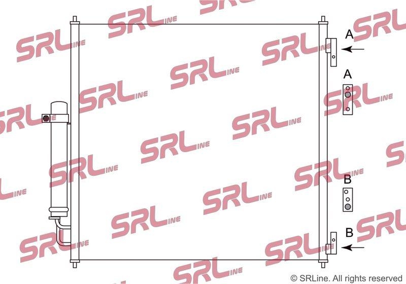 Condensator climatizare AC Land Rover Range Rover Sport 13-, Range Rover 12-, motor: 3.0 SDV6, 3.0 SDV6 Hybrid, 3.0 V6 Supercharged, 4.4 SDV8, 5.0 V8 Supercharged, Condensator cu filtru uscator , 640(595)x570x16, SRLine, brazat, LR034503; LR035791