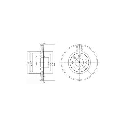 Disc frana Delphi BG2872, parte montare : Punte Fata