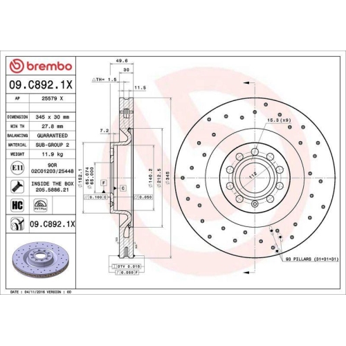 Set disc frana Audi A3 (8p1) 05.03-12.13, A3 Sportback (8pa) 09.04-12.15; Seat Leon (1p1) 05.05-12.13; Skoda Superb 2 (3t4) 03.08-05.15; Vw Eos (1f7 1f8) 03.06-08.15, Golf 5 (1k1) 10.03-07.10, Golf 6 (5k1) 10.08-12.14, Golf 6 Convertible (517) 03.11-05.16
