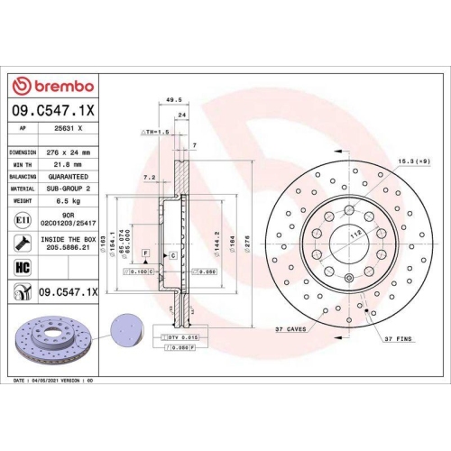 Set disc frana Audi A3 (8v1 8vk) 04.12-10.20 ; Seat Leon (5f1) 09.12-05.21, Leon Box / Liftback (5f1) 09.12-08.20, Leon Sc (5f5) 01.13-12.18, Leon St (5f8) 09.12-08.20, Leon St Box / Estate (5f8) 01.13-08.20; Skoda Octavia 3 (5e3 Nl3 Nr3) 11.12-03.21 ; Vw