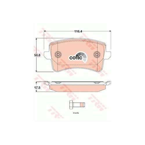 Placute frana Audi A4 (8k2, B8), 11.2007-12.2015, A5 (8t3), 06.2007-01.2017, Q5 (8r), 11.2008-, TRW