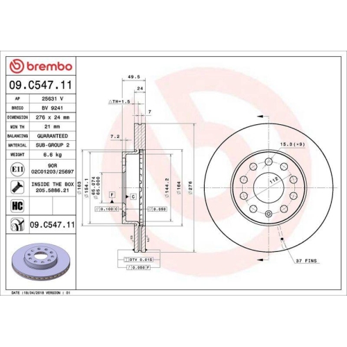 Set disc frana Audi A3 (8v1 8vk) 04.12-10.20 ; Seat Leon (5f1) 09.12-05.21, Leon Box / Liftback (5f1) 09.12-08.20, Leon Sc (5f5) 01.13-12.18, Leon St (5f8) 09.12-08.20, Leon St Box / Estate (5f8) 01.13-08.20; Skoda Octavia 3 (5e3 Nl3 Nr3) 11.12-03.21 ; Vw