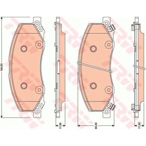 Set placute frana Trw GDB1781, parte montare : Punte fata