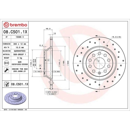 Set disc frana Audi A3 (8v1 8vk) 04.12-10.20, A3 Sportback (8pa) 09.04-12.15, A3 Sportback (8va 8vf) 09.12-08.21, Q3 (8ub 8ug) 06.11-03.20, Q3 (F3b) 07.18-, Q3 Sportback (F3n) 06.19-, Tt (Fv3 Fvp) 07.14- -; Seat Alhambra (710 711) 06.10-12.22, Alhambra Va