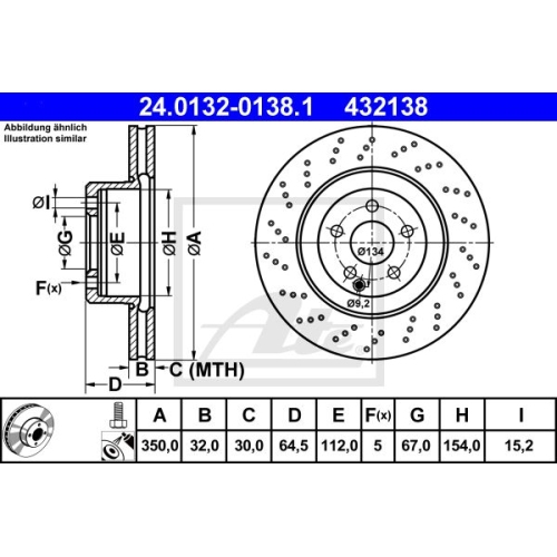 Disc frana Ate 24013201381, parte montare : Punte fata