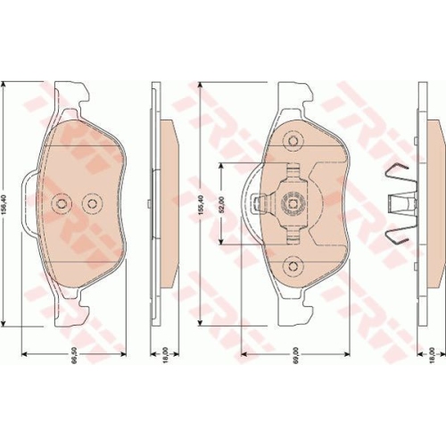 Set placute frana Trw GDB1787, parte montare : Punte fata