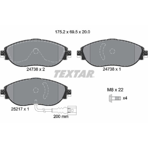 TEXTAR set placute frana,frana disc Q+
