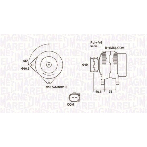 Alternator BMW 5 (E60) 12.01-03.10, 5 Touring (E61) 03.04-12.10, 7 (E65 E66 E67) 07.01-12.09, X3 (E83) 01.03-12.11, 520 D, 525 d, 530 d, 730 d, 3.0 D, MAGNETI MARELLI