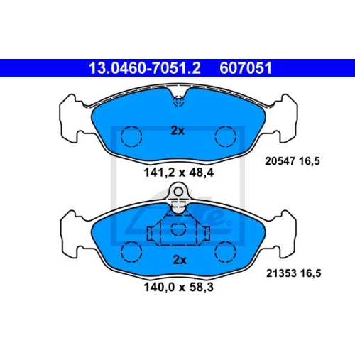 Set placute frana Ate 13046070512, parte montare : Punte fata