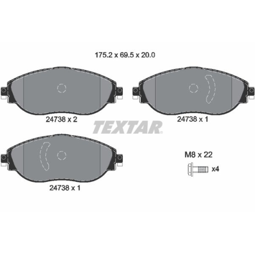 TEXTAR set placute frana,frana disc Q+