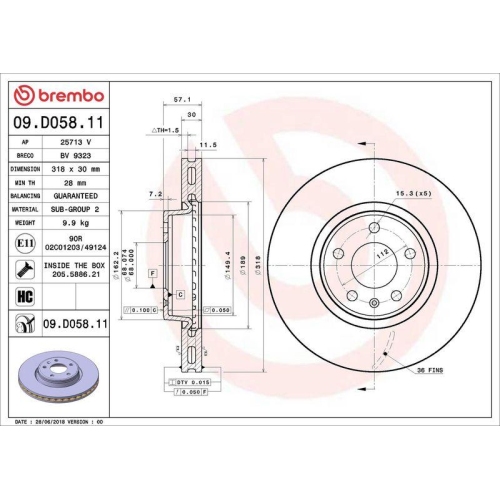 Set disc frana Audi A4 Allroad B9 (8wh 8wj) 01.16-, A4 B9 (8w2 8wc) 05.15-, A4 B9 Avant (8w5 8wd) 08.15-, A5 (F53 F5p) 06.16-, A5 Convertible (F57 F5e) 11.16-, A5 Sportback (F5a F5f) 09.16-, A6 Allroad C8 (4ah) 11.18-, A6 C8 (4a2) 02.18-, A6 Estate (4a5 C