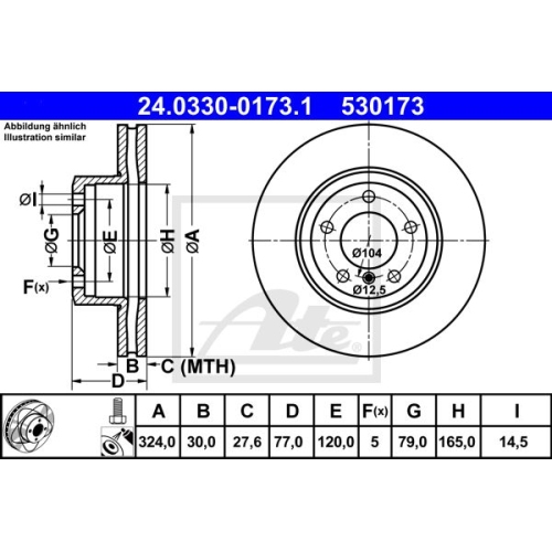 Disc frana Ate 24033001731, parte montare : Punte fata