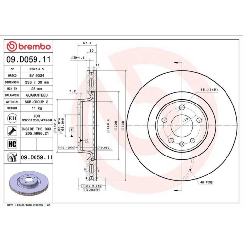 Set disc frana Audi A4 Allroad B9 (8wh 8wj) 01.16-, A4 B9 (8w2 8wc) 05.15-, A4 B9 Avant (8w5 8wd) 08.15-, A5 (F53 F5p) 06.16-, A5 Convertible (F57 F5e) 11.16-, A5 Sportback (F5a F5f) 09.16-, A6 C8 (4a2) 02.18-, A6 Estate (4a5 C8) 05.18-, A7 Sportback (4ka