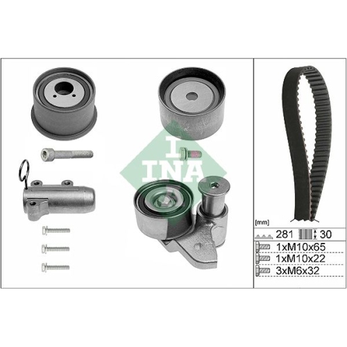 Kit curea distributie Audi A4 (8e2, B6), 2000-2004, A6 (4b2, C5), 1997-2005, A8 (4e ), 2002-2010, Motorizare 3.0, INA