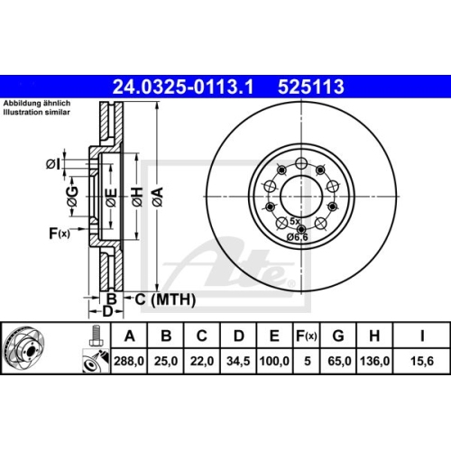 Disc frana Ate 24032501131, parte montare : Punte fata