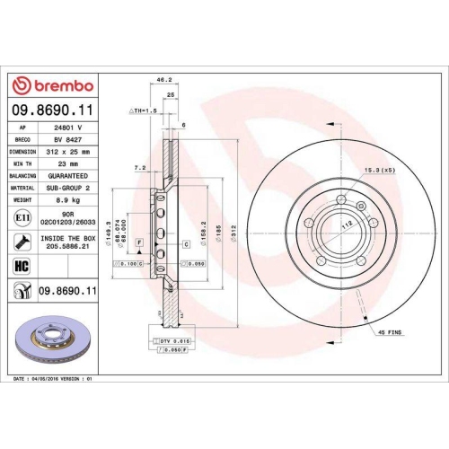 Set disc frana Audi A4 B6 (8e2) 11.00-12.05, A4 B6 Avant (8e5) 02.00-12.05, A4 B6 Convertible (8h7) 01.02-12.09, A4 B7 (8ec) 11.04-01.09, A4 B7 Avant (8ed) 11.04-11.08, A4 B7 Convertible (8he) 01.02-01.10, A6 C5 (4b2) 01.97-12.05, A6 C5 Avant (4b5) 11.97-