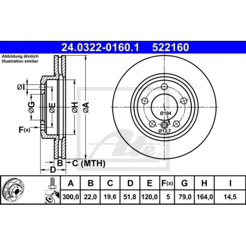 Disc frana Ate 24032201601, parte montare : Punte fata