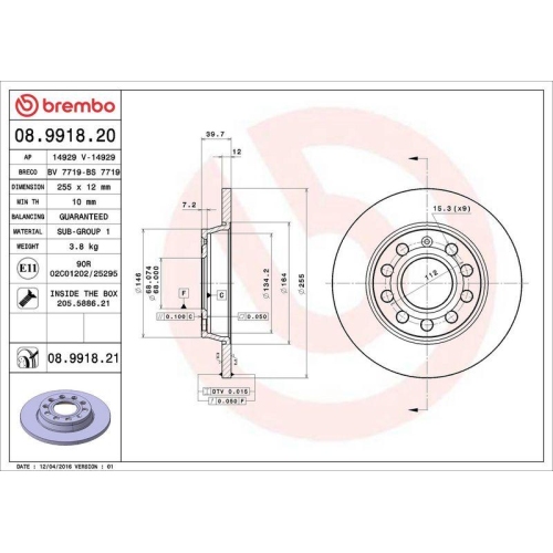 Set disc frana Audi A4 B6 (8e2) 11.00-12.05, A4 B6 Avant (8e5) 02.00-12.05, A4 B6 Convertible (8h7) 01.02-12.09, A4 B7 (8ec) 11.04-01.09, A4 B7 Avant (8ed) 11.04-11.08, A4 B7 Convertible (8he) 01.02-01.10; Seat Exeo (3r2) 12.08-05.13, Exeo St (3r5) 05.09-