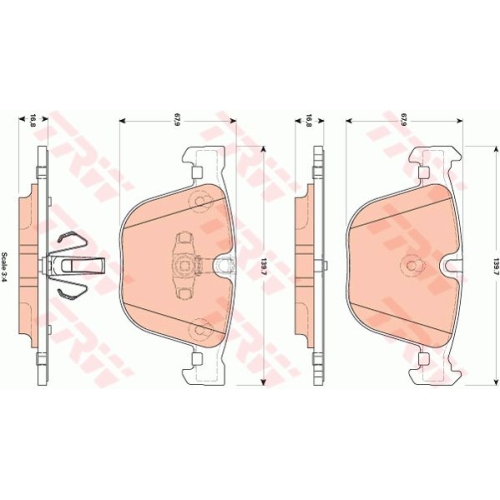 Set placute frana Trw GDB1857, parte montare : Punte spate