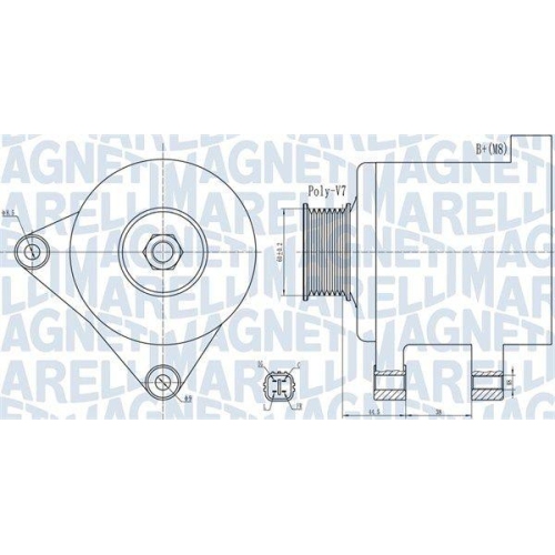 Alternator Honda Accord 8 (Cu) 04.08-, Accord 8 Estate (Cw) 07.08-, Cr-V 3 (Re) 06.06-, 2.0 i (CU1), 2.0 i (CW1), 2.0 i-VTEC 4WD (RE5, RE2), MAGNETI MARELLI