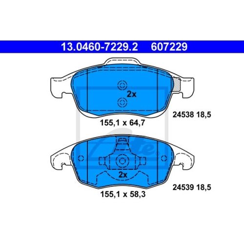 Placute frana Citroen Berlingo (B9), 2008-2018, C4 Grand Picasso 1 (Ua ), 10.2006-2013, Ds4, 04.2011-07.2015, Ds5, 11.2011-07.2015, 5008, 06.2009-2017, Peugeot Partner, 04.2008-2018, ATE