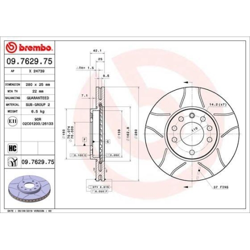 Set discuri frana Opel: Astra (A04), Astra G (T98), Astra H (A04), Corsa C (X01), Meriva A (X03), Zafira (A05)., punte fata, 280x25, BREMBO