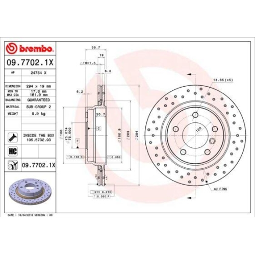 Set discuri frana Bmw 3 (E46), 3 Compact (E46), 3 Convertible (E46), 3 Coupe (E46), 3 Touring (E46), 318 i, 320 d, 320 i, 323 i, 325 i, 328 i, 320 td, 325 ti, 320 Cd, 320 Ci, 323 Ci, 325 Ci, 328 Ci, 318 d, Spate, 294x19, BREMBO