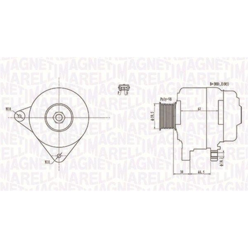 Alternator Mazda 3 (Bk) 10.03-12.09, 3 Saloon (Bk) 09.99-12.09, 6 Estate (Gy) 01.02-02.08, 6 Hatchback (Gg) 08.02-12.08, 6 Sedan (Gg) 06.02-12.08, 2.0 MZR-CD (BK14), 2.0 MZR-CD (BK12), 2.0 DI (GY19), 2.0 DI (GG14), MAGNETI MARELLI