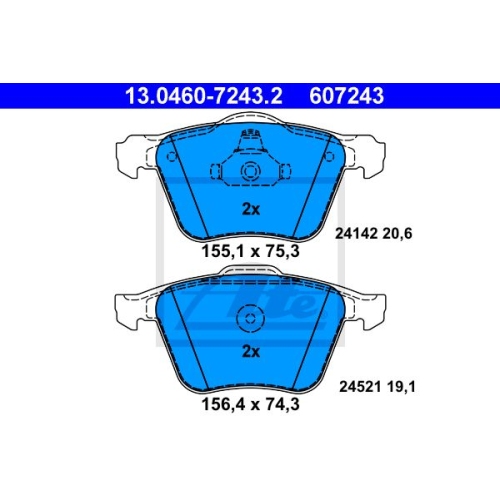 Placute frana Ford Galaxy (Wa6), 05.2006-06.2015, S-Max (Wa6), 05.2006-12.2014, Volvo S60 2, 04.2010-, S80 2 (As), 03.2006-, V60, 07.2010-, V70 3 (Bw), 04.2007-, Xc70 2, 04.2007-, ATE