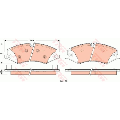 Set placute frana Trw GDB1898, parte montare : Punte fata
