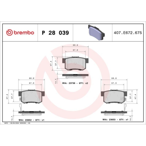 Placute frana Acura Rdx 04.06-12.12, Rl 10.95-09.04, Tl (Uc) 10.03-11.12; Honda Accord 7 Tourer (Estate) (Cm Cn) 04.03-05.08, Civic 7 Hatchback (Eu Ep Ev) 01.00-02.06, Civic 8 Sedan (Fd Fa) 09.05-05.13, Cr-V 2 (Rd) 09.01-07.07, Element (Yh) 07.02-12.11, F