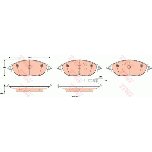 Placute frana Seat Alhambra (710, 711), 06.2010-, Skoda Octavia (5e3), 11.2012-, Superb Estate (3v5), 03.2015-, Vw Cc (358), 11.2011-12.2016, Golf 7 Variant (Estate) (Ba5), 04.2013-, Passat, TRW