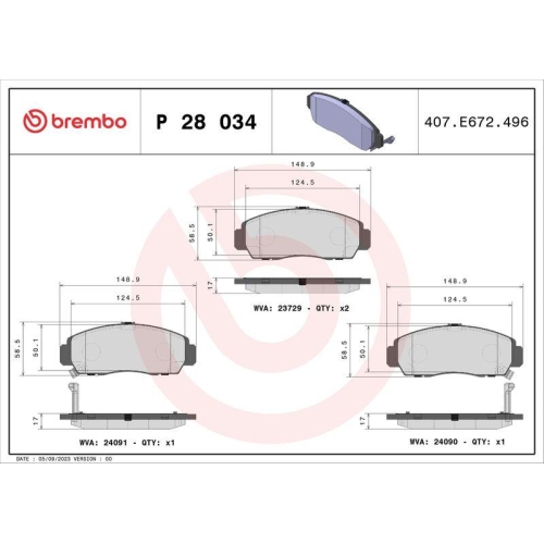 Placute frana Acura Rl 10.95-09.04, Tl (Uc) 10.03-11.12, Tsx (Cl) 10.03-12.08, Tsx (Cu) 01.09-; Honda Accord Ix Saloon (Cr) 09.12-, Accord 7 (Cl Cn) 01.03-09.12, Civic Ix Sedan (Fb) 09.11-12.16, Civic 7 Hatchback (Eu Ep Ev) 01.00-02.06, Civic 8 Sedan (Fd