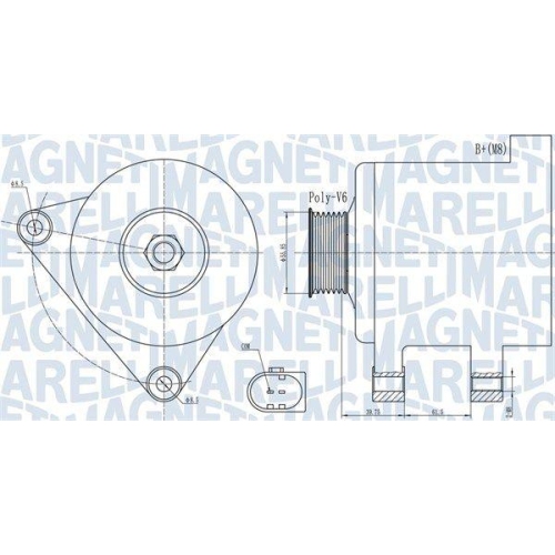 Alternator Seat Alhambra (710 711) 06.10-12.22; Vw Cc B7 (358) 11.11-12.16, Sharan (7n1 7n2) 05.10-11.22, 2.0 TDi, 2.0 TDI 4Drive, 2.0 TDI 4motion, MAGNETI MARELLI