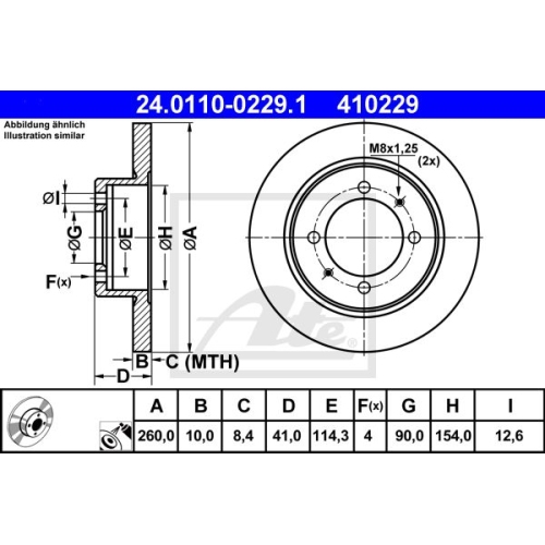 Disc frana Ate 24011002291, parte montare : Punte spate