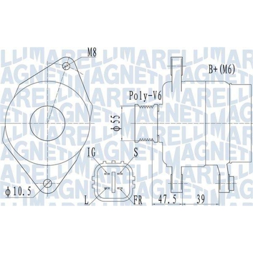 Alternator Toyota Yaris ( P9) 01.05-12.14, 1.3 VVT-i (SCP90 , SCP90R), MAGNETI MARELLI