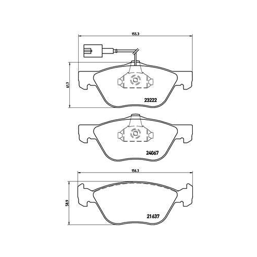 Placute frana Alfa Romeo 145 (930) 07.94-01.01, 146 (930) 12.94-10.01; Fiat Bravo I (182) 10.95-10.01, Marea (185) 05.96-12.07, Marea Weekend (185) 09.96-12.07, Fata, BREMBO