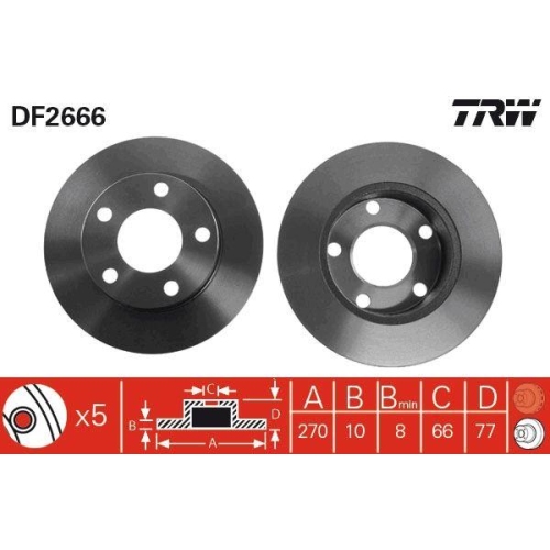 Set disc frana Audi 100 C3 08.82-11.90, 200 C3 09.83-12.91, A8 D2 (4d2 4d8) 03.94-12.05, Spate, 245X9,9mm, plin, TRW