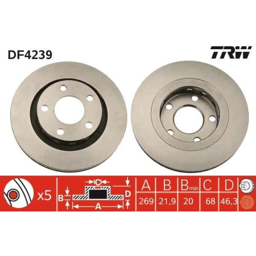 Set disc frana Audi A6 C5 (4b2) 01.97-12.05, A6 C5 Avant (4b5) 11.97-01.05, A8 D2 (4d2 4d8) 03.94-12.05, Spate, 269X21,9mm, ventilat, TRW