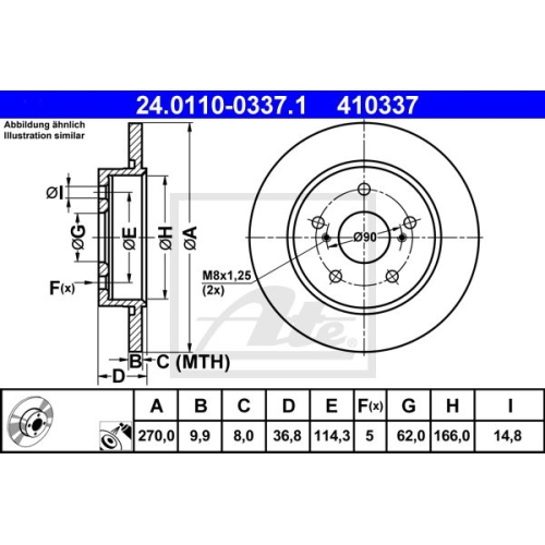 Disc frana Ate 24011003371, parte montare : Punte spate