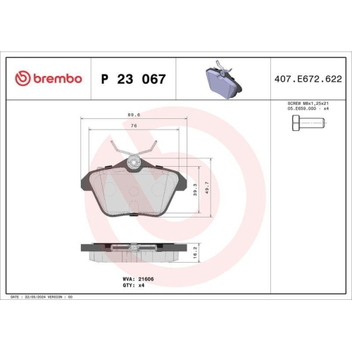 Placute frana Alfa Romeo 156 (932) 09.97-10.05, 156 Sportwagon (932) 02.97-05.06, 164 (164) 01.87-10.98, 166 (936) 09.98-06.07; Lancia Kappa (838) 08.94-10.01, Kappa Coupe (838) 07.96-03.01, Kappa Sw (838) 07.96-10.01, Spate, BREMBO