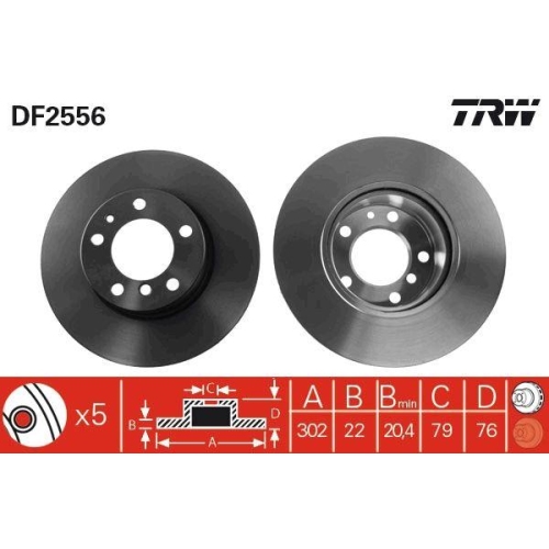 Set disc frana BMW 5 (E34) 02.87-12.95, 5 Touring (E34) 07.91-07.96, 7 (E32) 03.85-10.94, Fata, 302X22mm, ventilat, TRW