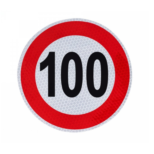 Autocolant reflectorizant limita viteza 100km, diametru 150mm