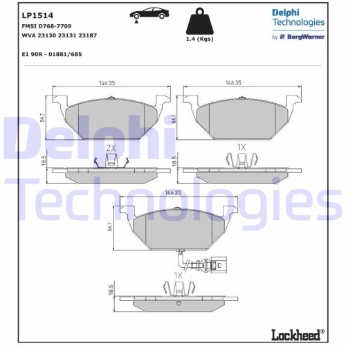 DELPHI set placute frana,frana disc