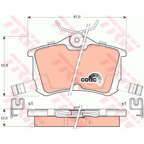 Set placute frana Trw GDB3190, parte montare : Punte spate