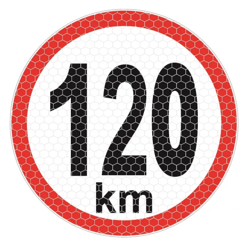 Autocolant reflectorizant limita viteza 120km, diametru 150mm