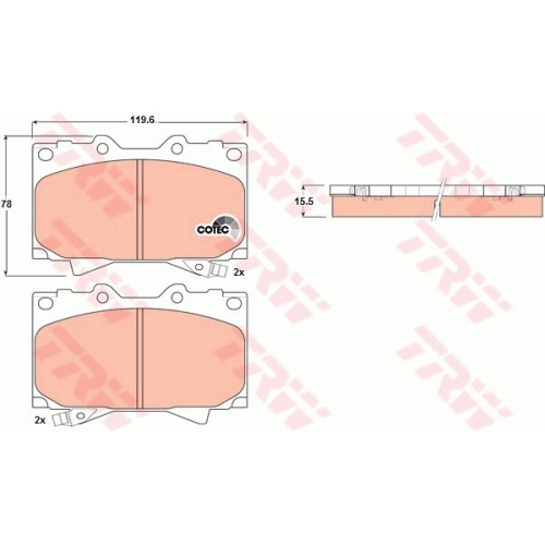 Set placute frana Trw GDB3197, parte montare : Punte fata Set placute frana Trw GDB3197, parte montare : Punte fata
